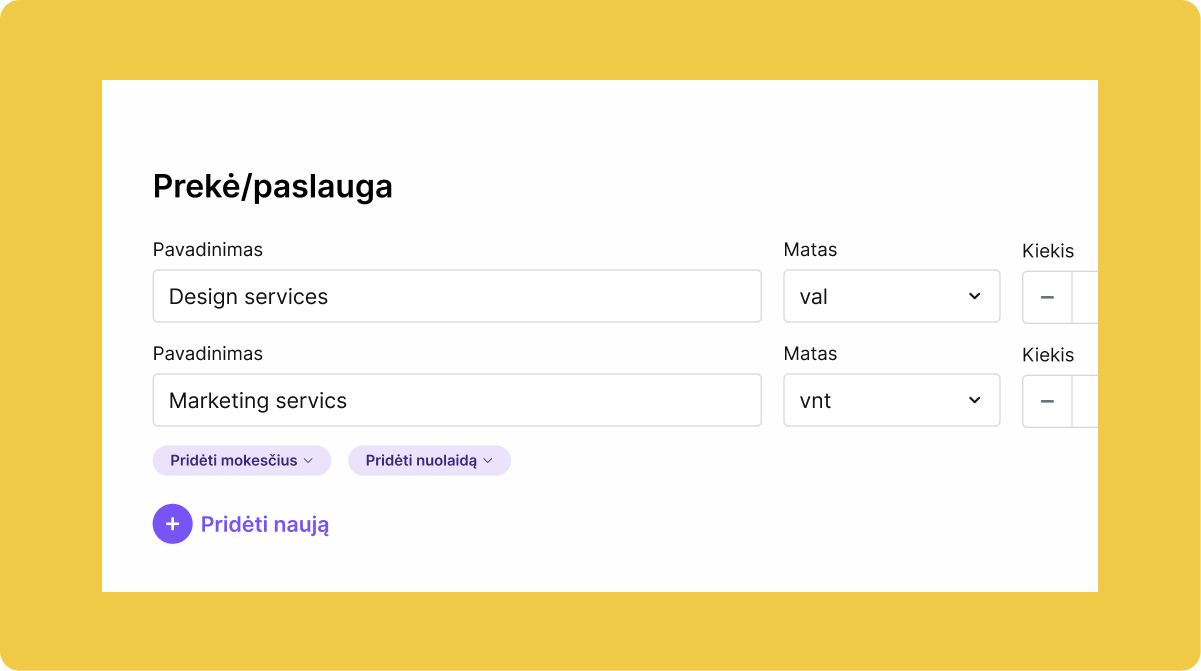 Invoice line items