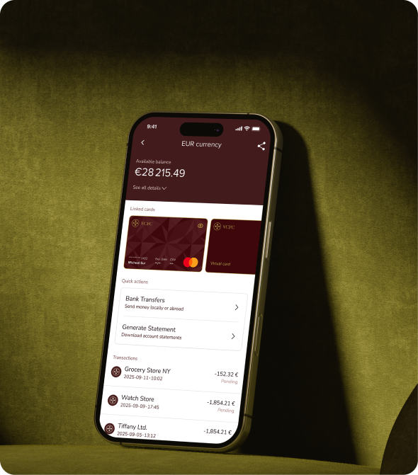 VCFC EUR currency screen